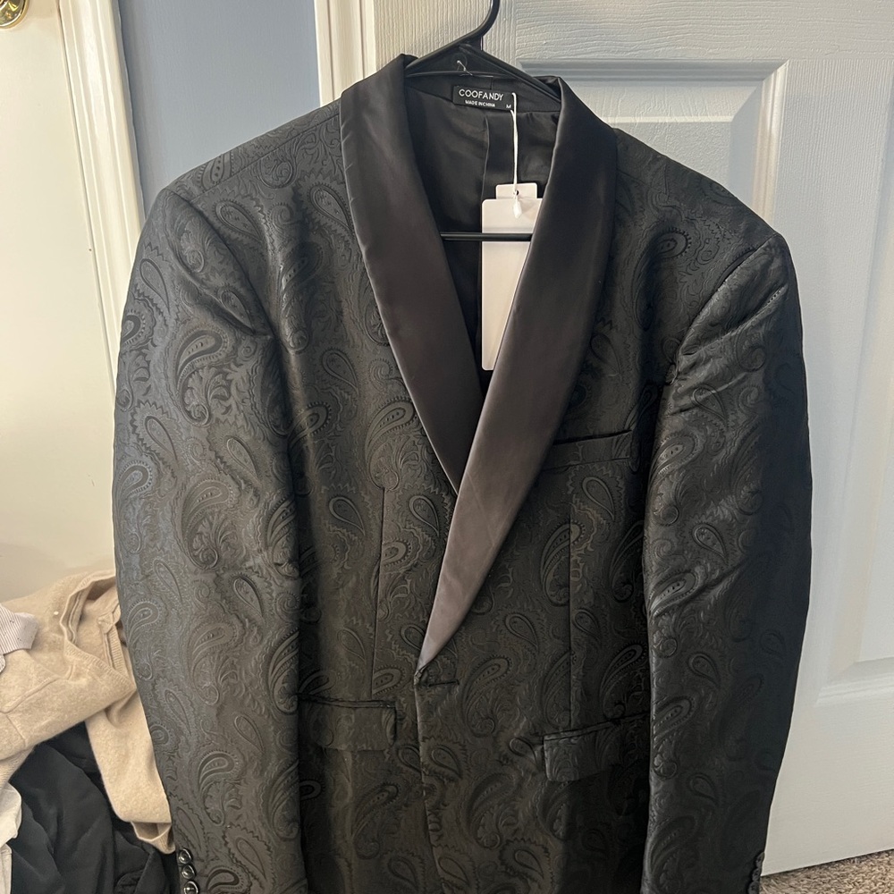 Black Paisley Blazer for Men